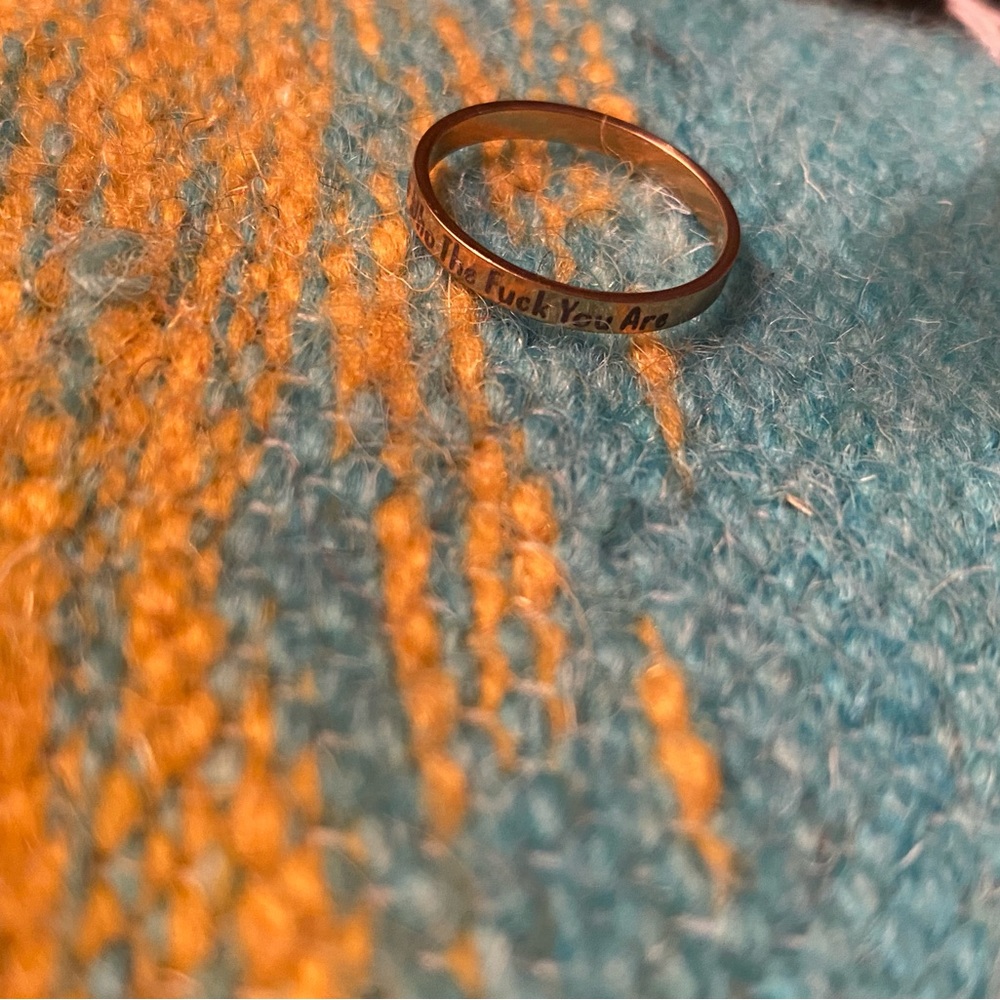 Gold Dainty Engraved Ring | Size 8 | “Remember Who The F**k You Are”
